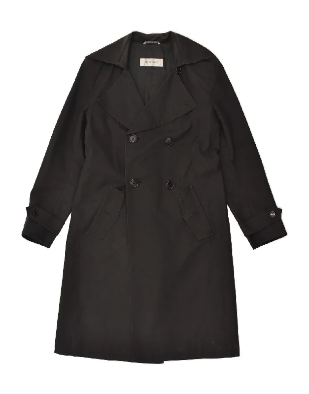 SPORTMAX Womens Double Breasted Coat UK 10 Small Black Cotton Cape Coat Herringbone Coat Tweed Coat SPORTMAX Womens Double Breasted Coat UK 10 Small Black Cotton Cape Coat Herringbone Coat Tweed Coat