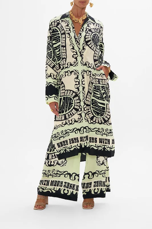 SPLIT CUFF SOFT COAT DOUBLE DUTCH Solid Print Jacquard
