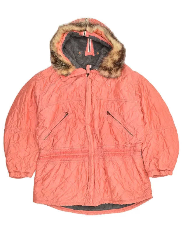 VINTAGE Womens Oversized Hooded Windbreaker Coat US 2 XS Pink Nylon Cotton Linen Terry VINTAGE Womens Oversized Hooded Windbreaker Coat US 2 XS Pink Nylon Cotton Linen Terry