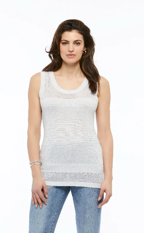 Silver Sleeveless Knit Top Budget-Friendly Knit Tee