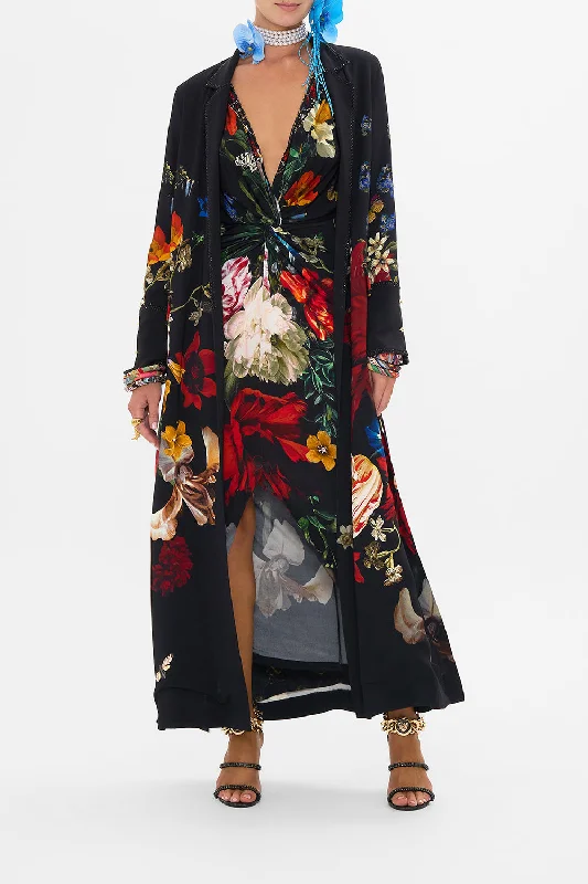 CUFFED SIDE SPLIT COAT A STILL LIFE Zip Front Button Front Snap Front