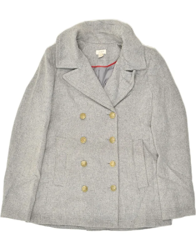 J. CREW Womens Pea Coat US 8 Medium Grey Wool Boat Neck Jacket Square Neck Jacket One-Shoulder Jacket J. CREW Womens Pea Coat US 8 Medium Grey Wool Boat Neck Jacket Square Neck Jacket One-Shoulder Jacket