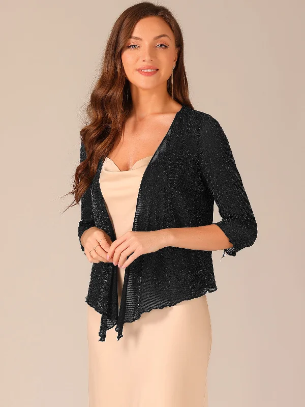 Tie Front 3/4 Sleeve Knit Mesh Glitter Bolero Shrug Cropped Jacket Denim Fabric Leather Fabric Suede Fabric Denim Fabric Leather Fabric Suede Fabric Tie Front 3/4 Sleeve Knit Mesh Glitter Bolero Shrug Cropped Jacket Denim Fabric Leather Fabric Suede Fabric Denim Fabric Leather Fabric Suede Fabric