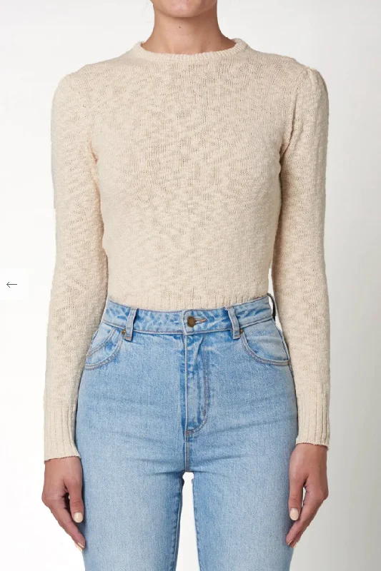 Rolla's Prairie Knit Top- Cream Minimalist Knit Blouse
