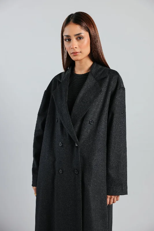 LONG COAT (E2008/108/905) Elasticated Drawstring Belted