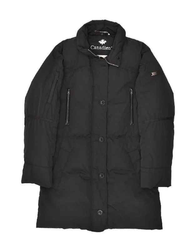 CANADIENS Womens Padded Coat EU 42 Large Black Polyester Suede Jacket Faux Fur Jacket Puffer Jacket CANADIENS Womens Padded Coat EU 42 Large Black Polyester Suede Jacket Faux Fur Jacket Puffer Jacket