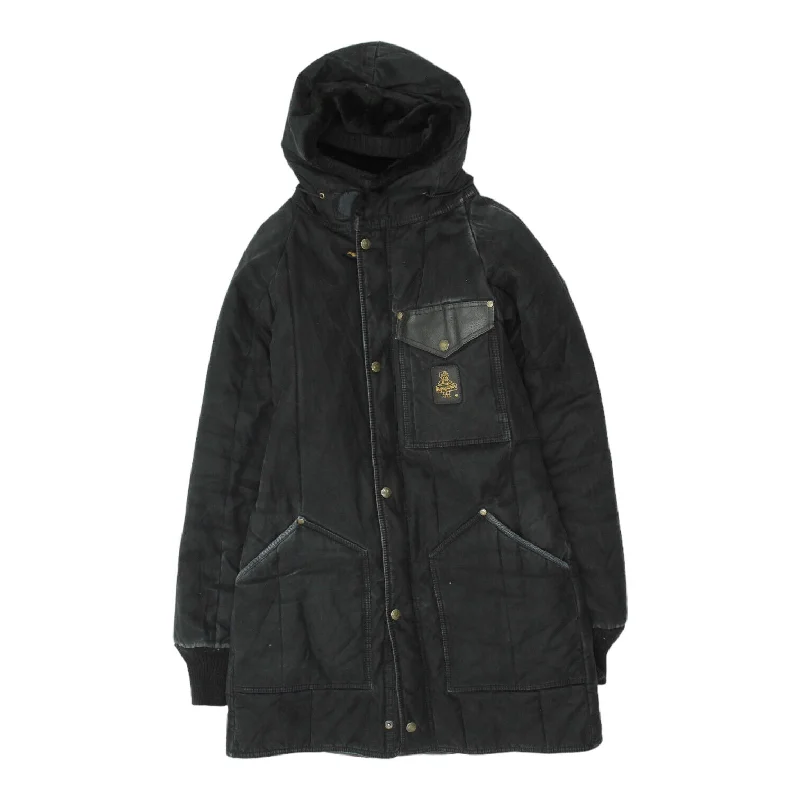 RefrigiWear Womens Long Black Padded Winter Coat | Vintage High End Designer VTG Anorak Windbreaker Fleece
