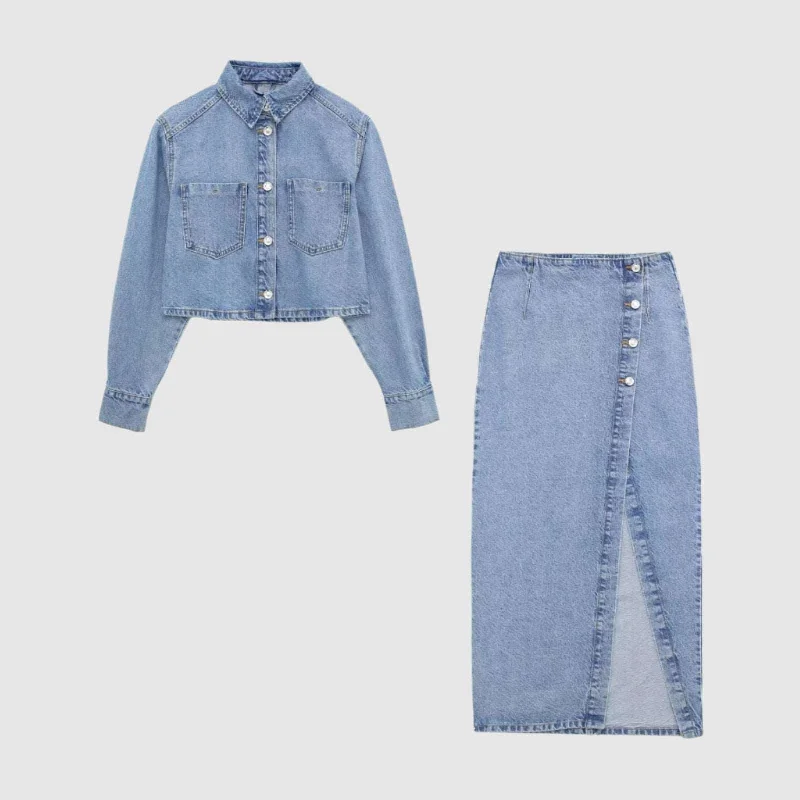 Women's Short Denim Jacket or Mid-length Denim Skirt Bomber Jacket Anorak Windbreaker Bomber Jacket Anorak Windbreaker Women's Short Denim Jacket or Mid-length Denim Skirt Bomber Jacket Anorak Windbreaker Bomber Jacket Anorak Windbreaker