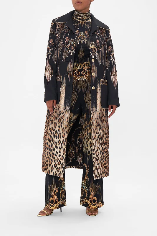 LONG BUTTON FRONT COAT JUNGLE DREAMING Print Jacquard Embroidered