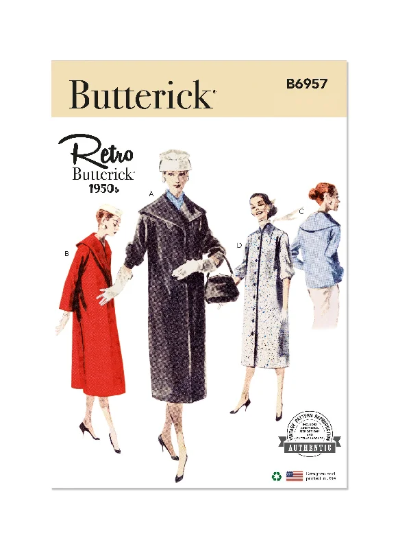Butterick Pattern B6957 Misses' Coats Tie-Waist Belted Drawstring