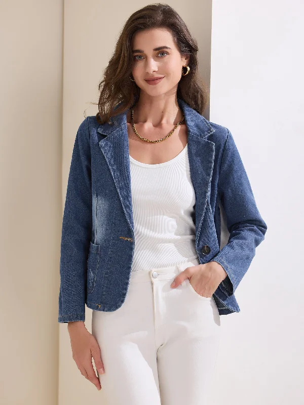 Denim Casaul Notched Lapel Washed Jean Jackets Blazer Zip Front Button Front Snap Front Zip Front Button Front Snap Front Denim Casaul Notched Lapel Washed Jean Jackets Blazer Zip Front Button Front Snap Front Zip Front Button Front Snap Front