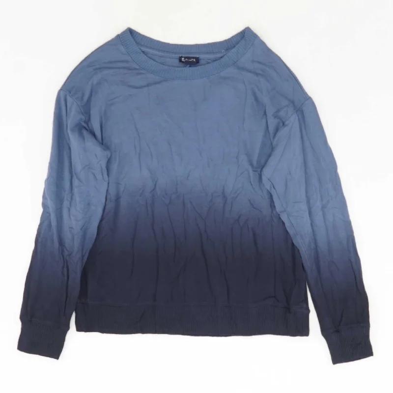 Blue Solid Knit Top Seasonal Knit Shirt