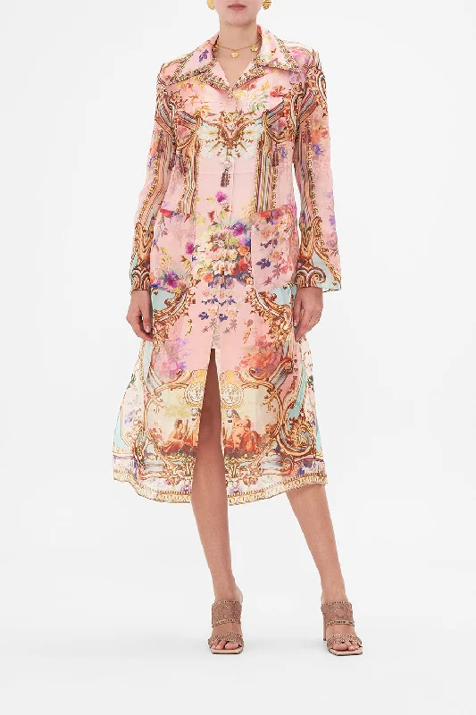 LONG BUTTON FRONT COAT LETTERS FROM THE PINK ROOM Bolero Crop Top Camisole