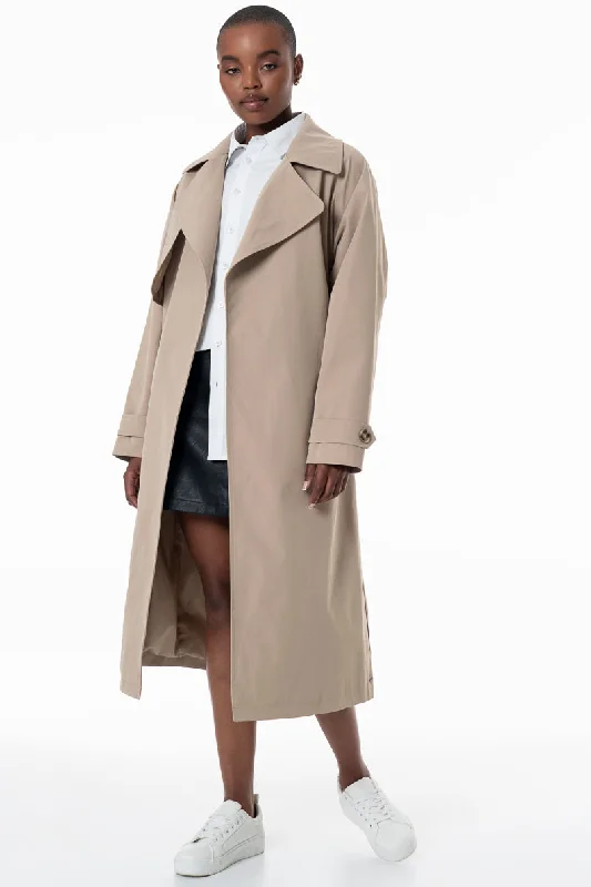 Trench Coat _ 155524 _ Stone Lapel Coat Peter Pan Collar Coat Cowl Neck Coat