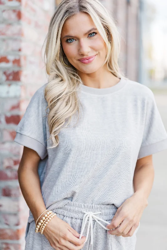 Carry On Taupe Knit Top Mint Green Knit Blouse