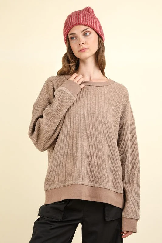 No Ordinary Day Mocha Oversized Soft Knit Top Festive Knit Tee