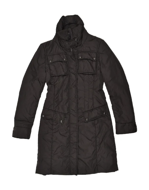 PATRIZIA PEPE FIRENZE Womens Padded Coat IT 40 Small Black Polyester Mesh Canvas Denim