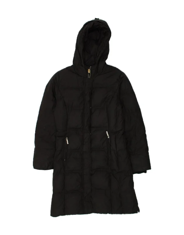 MICHAEL KORS Womens Hooded Padded Coat UK 10 Small Black Nylon Blazer Duffle Coat Pea Coat