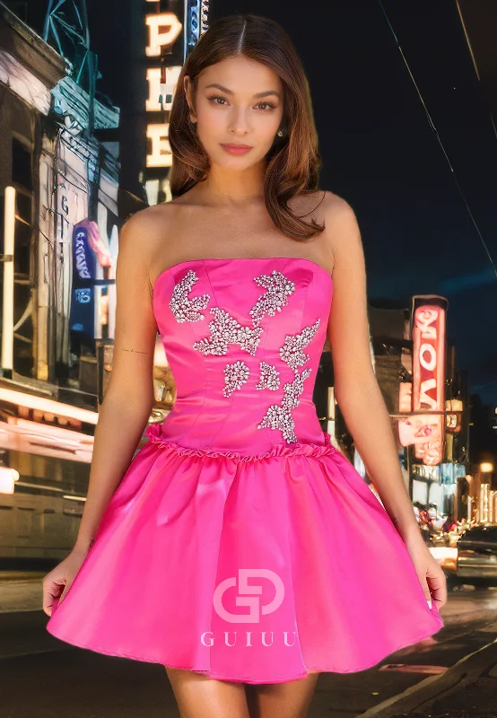 A-Line Strapess Sleeveless Beaded Back Zipper Homecoming Party Dress Pencil Length Work A-Line Strapess Sleeveless Beaded Back Zipper Homecoming Party Dress Pencil Length Work