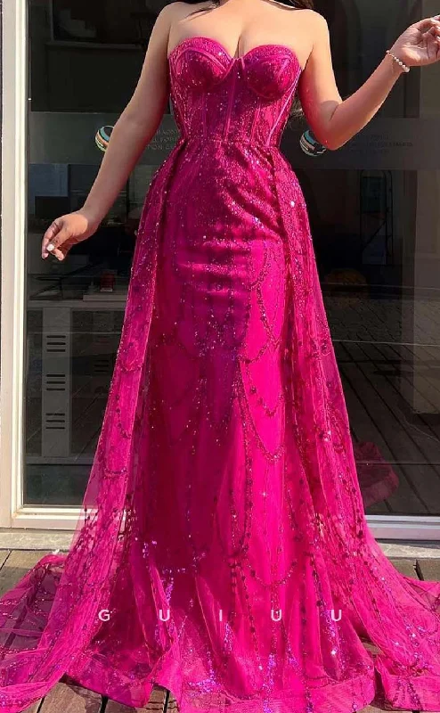 G3273 - Sparkle Strapless Sequins Beaded Hot Pink Long Party Prom Evening Dresses Tunics Luxurious high-end G3273 - Sparkle Strapless Sequins Beaded Hot Pink Long Party Prom Evening Dresses Tunics Luxurious high-end