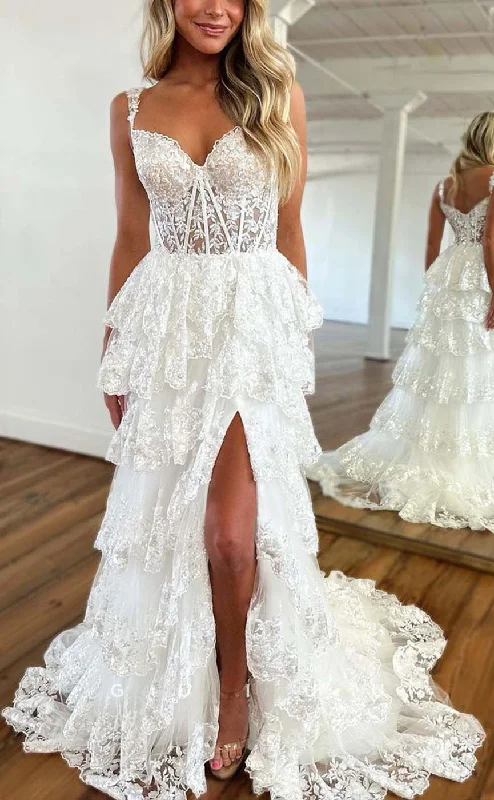 G2380 - A-Line Lace Straps Sheer Prom Evening Dress With Slit Tunics Recommended stylist G2380 - A-Line Lace Straps Sheer Prom Evening Dress With Slit Tunics Recommended stylist