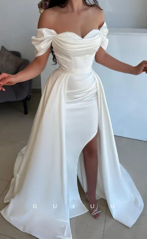 G2495 - Classic Satin Off-Shoulder Ruched Mermaid Long Evening Dress With Overlay Turtleneck Warm Winter G2495 - Classic Satin Off-Shoulder Ruched Mermaid Long Evening Dress With Overlay Turtleneck Warm Winter