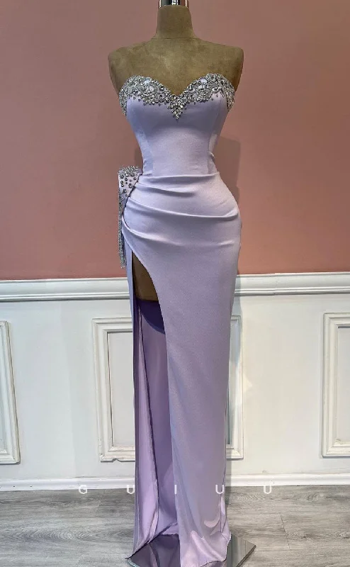 G2504 - Sexy & Hot Sweetheart Beaded Satin Lavender Long Prom Evening Dress Glittery Long Formal G2504 - Sexy & Hot Sweetheart Beaded Satin Lavender Long Prom Evening Dress Glittery Long Formal