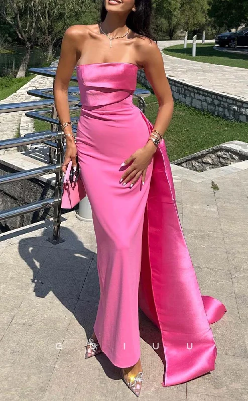 G3268 - Sheath & Simple Strapless Hot Pink Long Party Prom Evening Dresses Chiffon Maxi Beach G3268 - Sheath & Simple Strapless Hot Pink Long Party Prom Evening Dresses Chiffon Maxi Beach