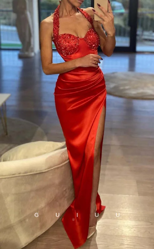 G3280 - Sexy & Sheath Halter Sequins Pleats Long Party Prom Evening Dresses Cowl Neckline Elegant G3280 - Sexy & Sheath Halter Sequins Pleats Long Party Prom Evening Dresses Cowl Neckline Elegant