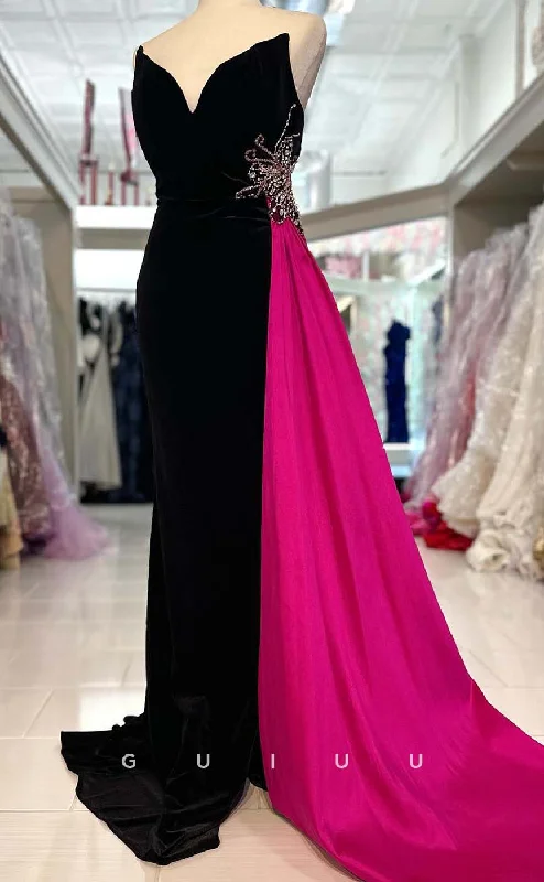 G3322 - V-Neck Strapless Beaded Train Long Party Prom Evening Dresses Tunics Party sparkling G3322 - V-Neck Strapless Beaded Train Long Party Prom Evening Dresses Tunics Party sparkling