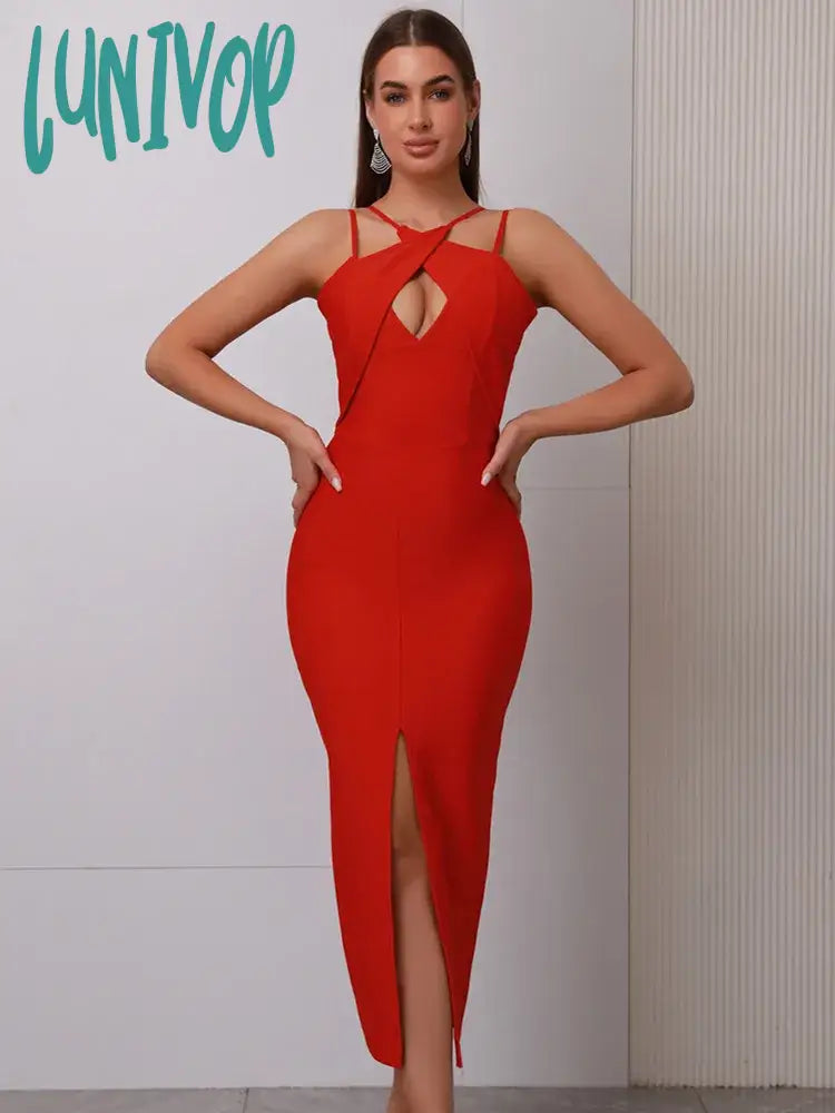 Lunivop Newest Women Celebrity Sexy V Neck Key Hole Red Black Midi Bodycon Bandage Dress Knitted Elegant Evening Club Party Dress Tunics Handmade artisanal Lunivop Newest Women Celebrity Sexy V Neck Key Hole Red Black Midi Bodycon Bandage Dress Knitted Elegant Evening Club Party Dress Tunics Handmade artisanal