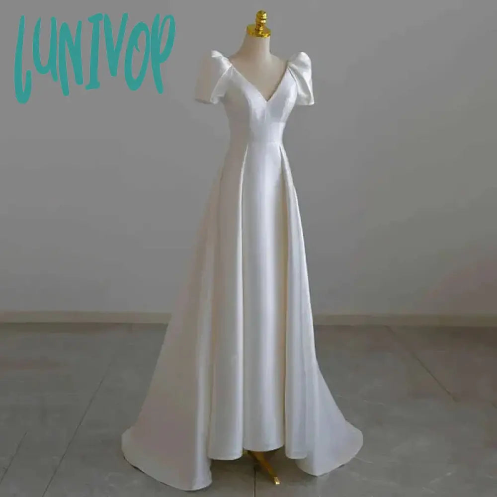 Lunivop White Satin Prom Dress 2024 V Neck Maxi Evening Dress Elegant Long Guest Party Summer Dresses for Women robes de soirée Tunics Hiking breathable Lunivop White Satin Prom Dress 2024 V Neck Maxi Evening Dress Elegant Long Guest Party Summer Dresses for Women robes de soirée Tunics Hiking breathable