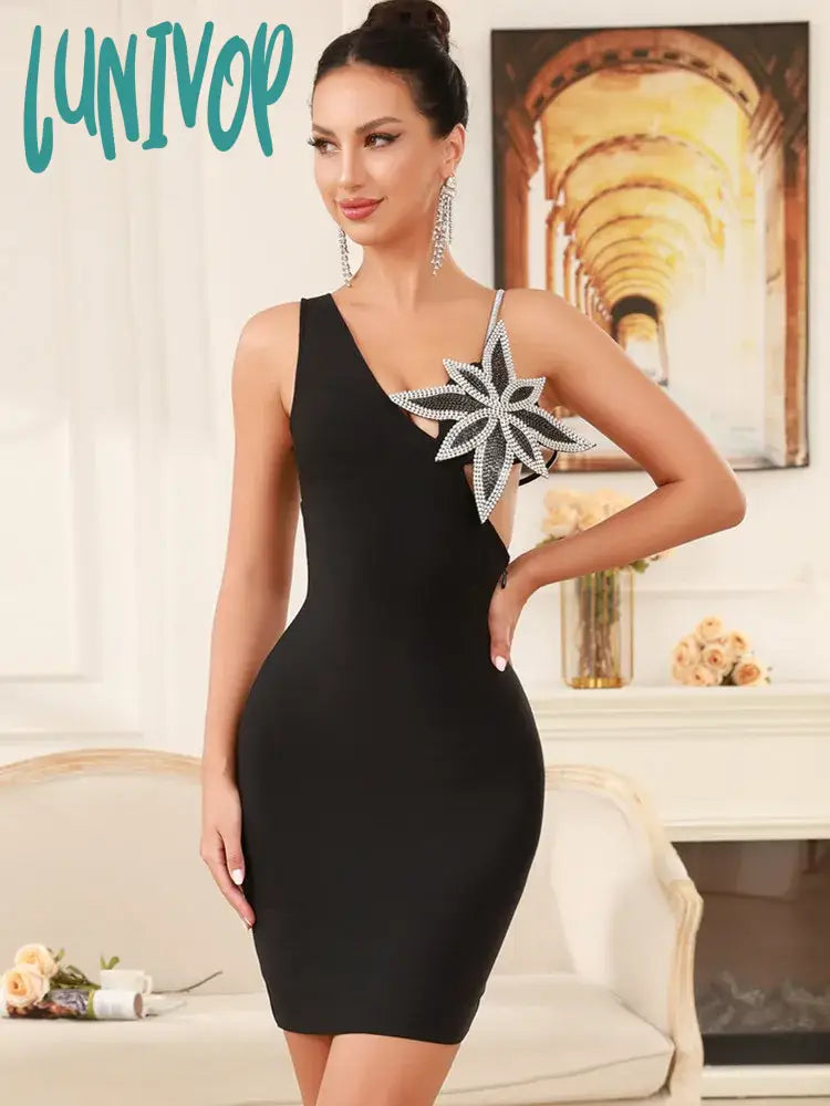 Lunivop Women Celebrity Sexy V Neck Beading Black Backless Mini Bandage Dress 2024 Knitted Elegant Evening Club Party Dress Tunics Spring floral Lunivop Women Celebrity Sexy V Neck Beading Black Backless Mini Bandage Dress 2024 Knitted Elegant Evening Club Party Dress Tunics Spring floral