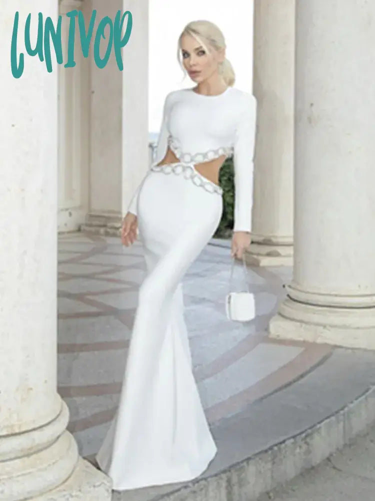 Lunivop Women Summer Sexy Long Sleeve Black White Diamonds Maxi Long Bandage Dress Elegant Evening Club Party Dress Tunics Yoga stretchy Lunivop Women Summer Sexy Long Sleeve Black White Diamonds Maxi Long Bandage Dress Elegant Evening Club Party Dress Tunics Yoga stretchy