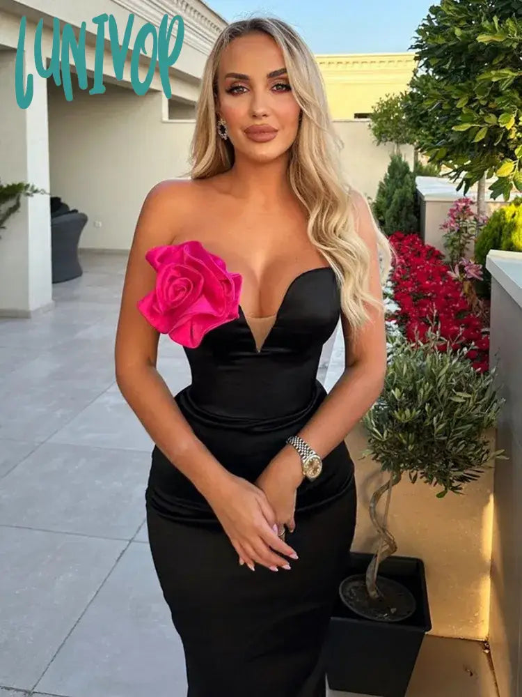 Lunivop Women Summer Sexy Strapless Backless Flower Patchwork Maxi Long Bandage Dress Elegant Evening Club Party Dress Tunics Silk luxurious Lunivop Women Summer Sexy Strapless Backless Flower Patchwork Maxi Long Bandage Dress Elegant Evening Club Party Dress Tunics Silk luxurious