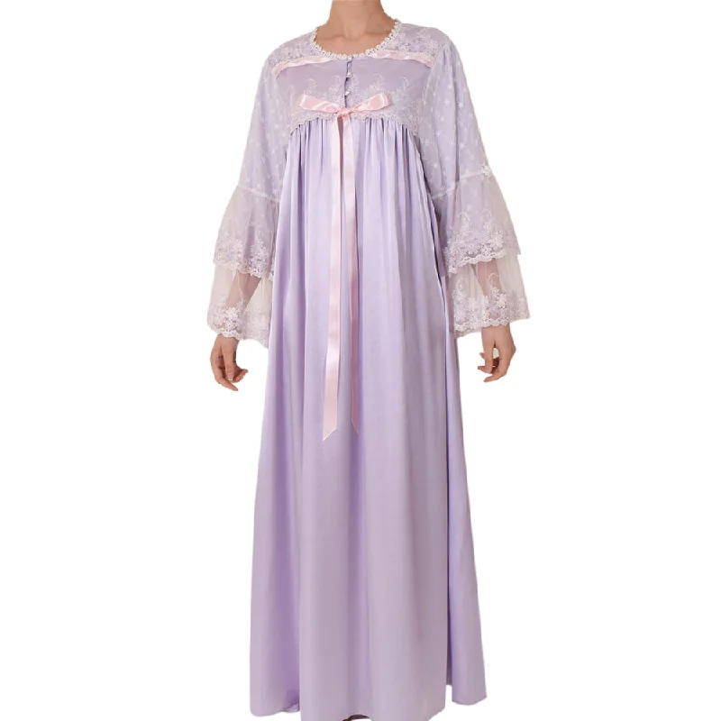 Sally Poppy Night Dress Satin Lilac Size Small Lilac Glittery Long Formal