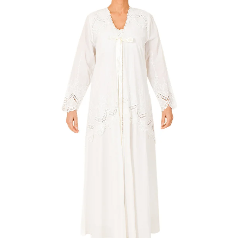 Sally Poppy Night Dress Set Cotton Ivory Size Small Ivory Pencil Length Work