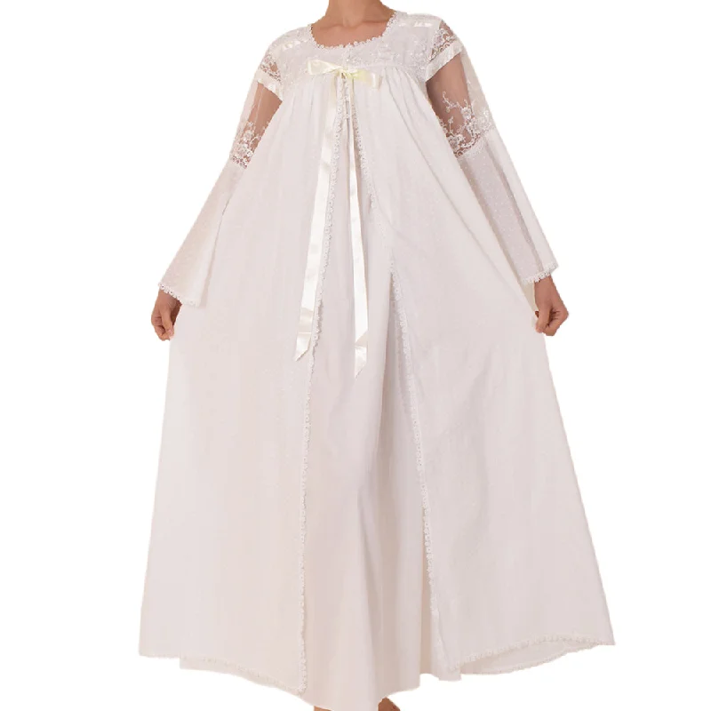 Sally Poppy Night Dress Set Cotton Ivory Size Small Ivory Tunics Chic fashionable