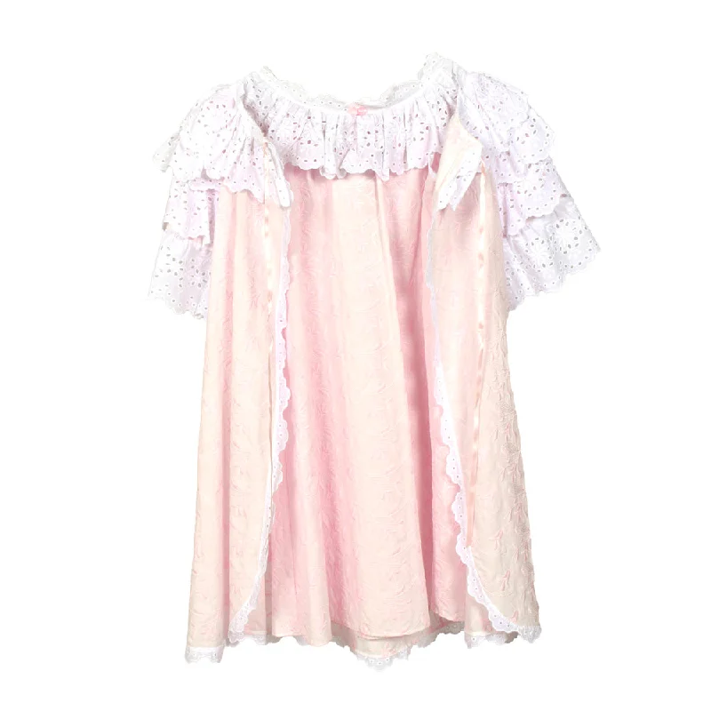 Sally Poppy Night Dress Set Cotton Pink Bodycon Fitted Nightout