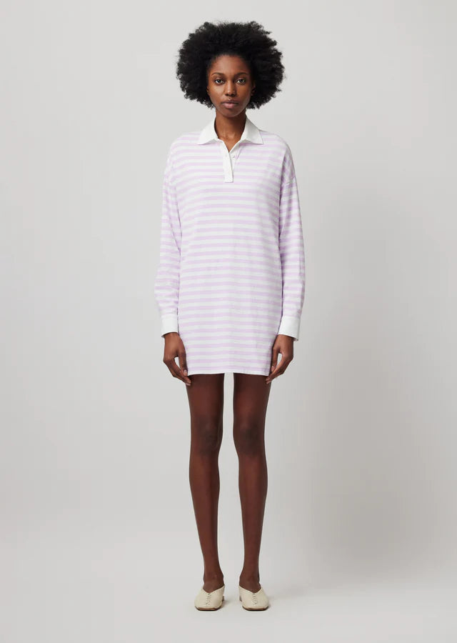 ATM Stripe LS Polo Dress - FINAL SALE