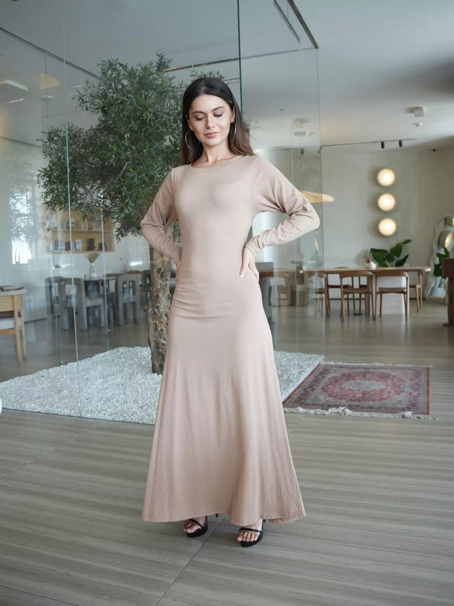 Beige Knit Wear Dress