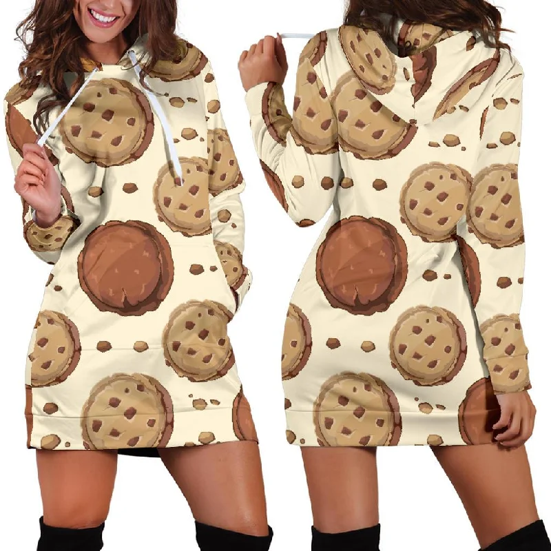 Biscuit Cookie Pattern Print Women Hoodie Dress
