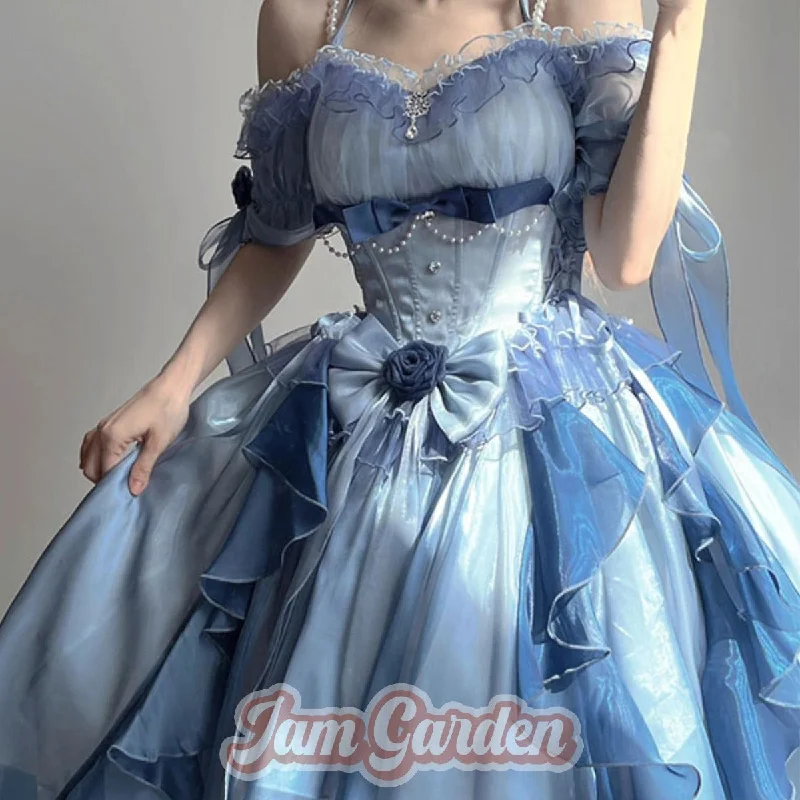 Blue Bow Lolita Long Princess Dress