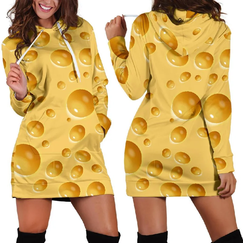 Cheese Surface Pattern Print Women Hoodie Dress
