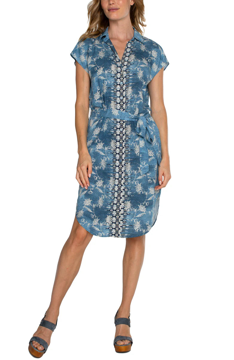Collared Button Front Belted Dress (Liverpool)