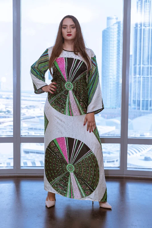 Gianni Green circle kaftan dress