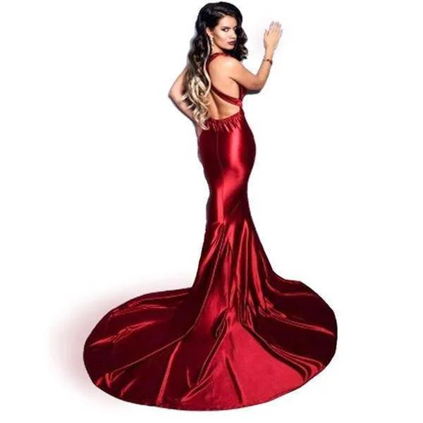 Elegant backless satin silk Mermaid tail Wonder dress (US 4-14)