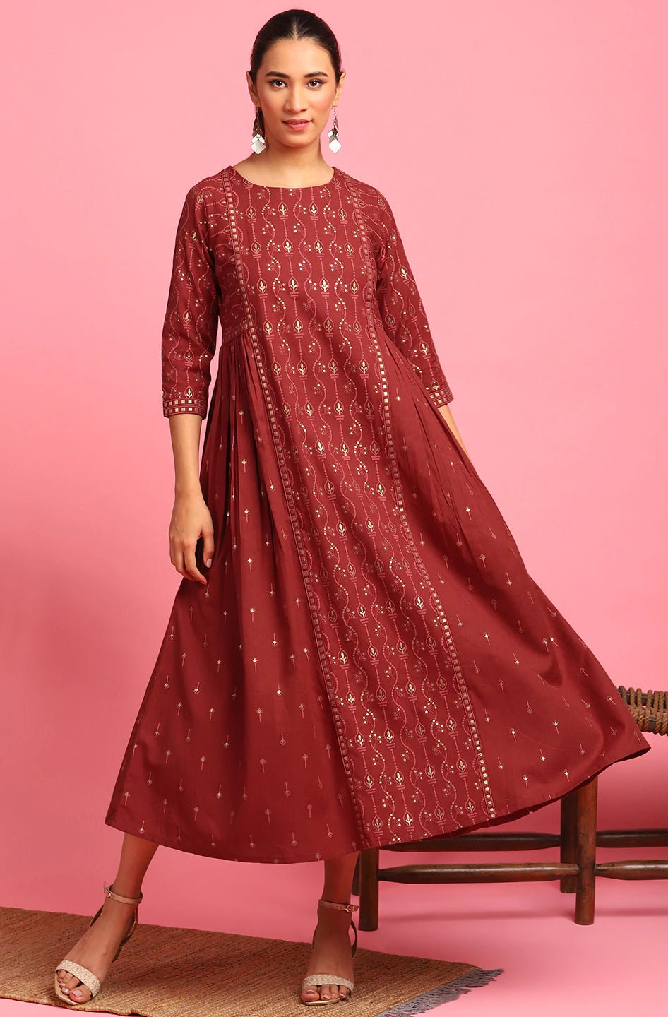 Maroon Cotton Flex Dress