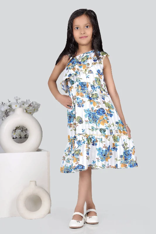 Multicolor print frill dress