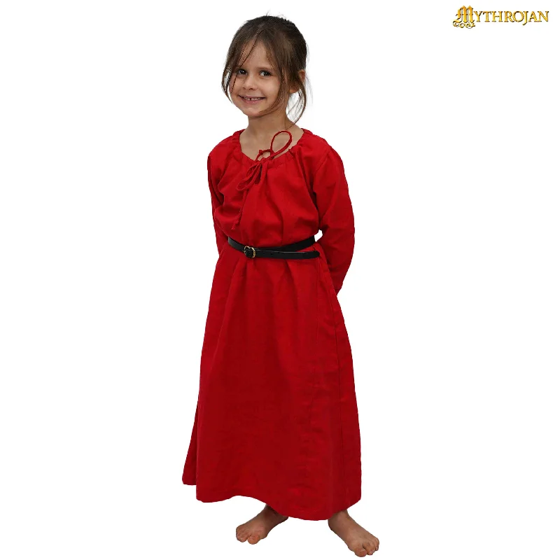 Mythrojan "Maiden Medieval Dress for LARP SCA Renaissance Fair & Reenactment RED Kid Size